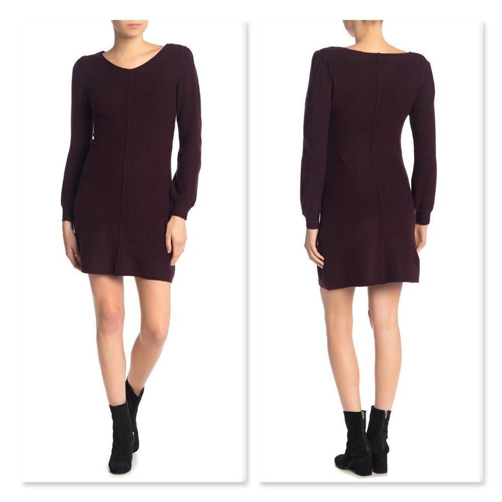 Max Studio V-Neck Puff Sleeve Sweater Dress sz Med